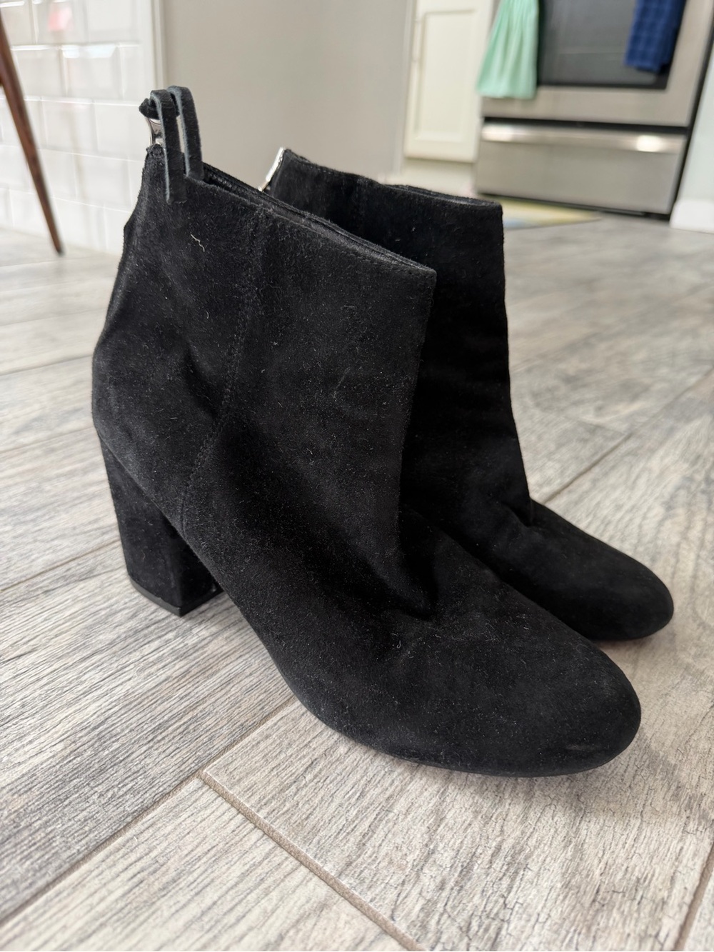 Steve Madden Black Suede Block Heel Ankle Booties